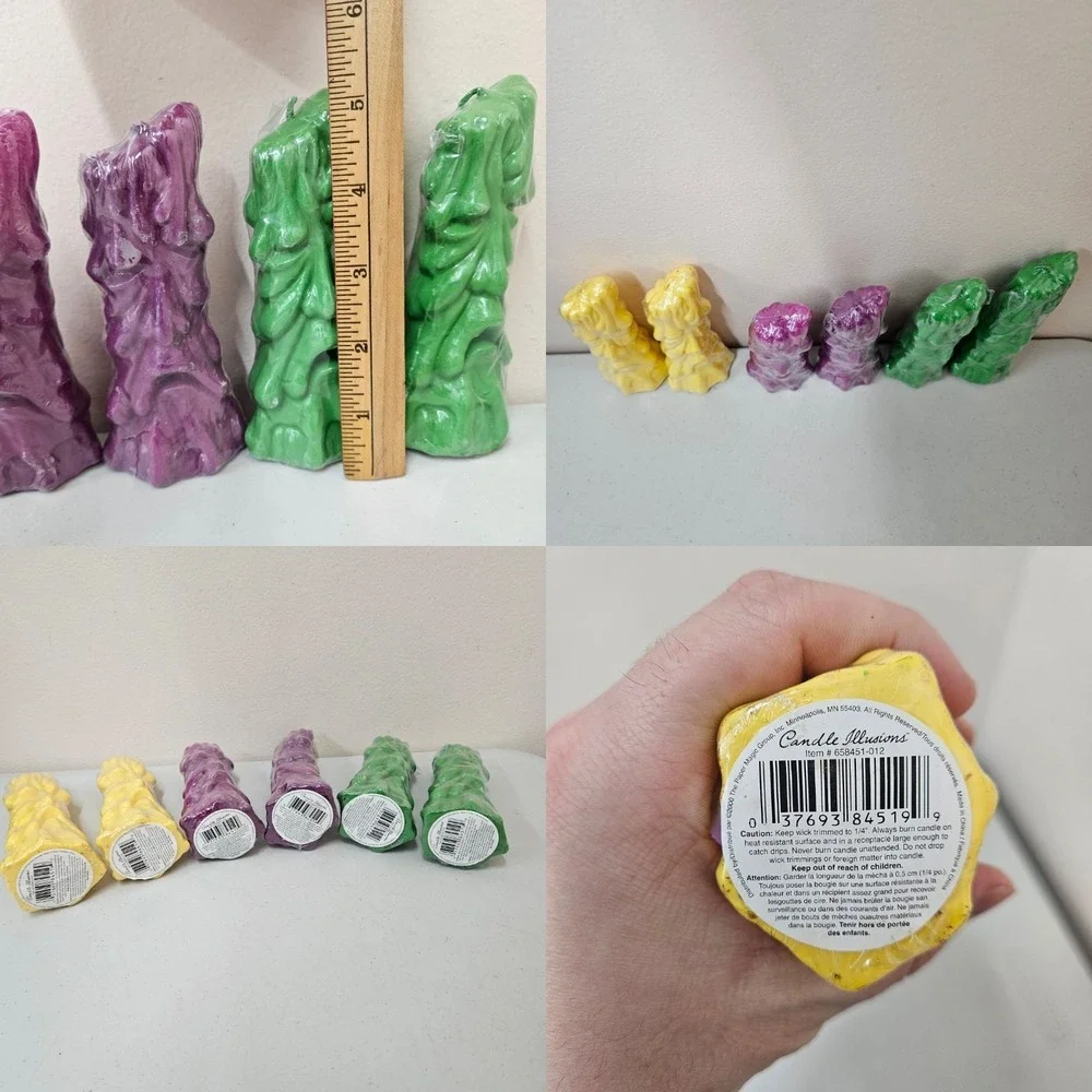 6 Nos‎ 2000 Candle Illusions Melting Face Candles Yellow Purple Green